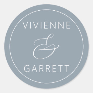 Adesivo Redondo Selos de Envelope Azul Dusty