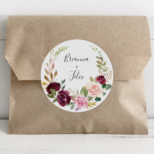 Adesivo Redondo Selos De Envelope Botânico Rustic Floral