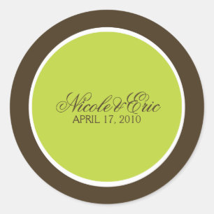 Adesivo Redondo Selos de Envelope Castanho e Chartreuse