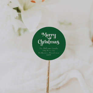 Adesivo Redondo Selos de Envelope Clássico Verde de Feliz Natal