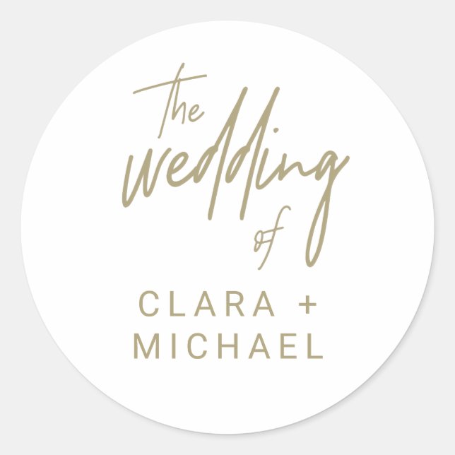 Adesivo Redondo Selos De Envelope De Caligrafia Dourada Whimsical (Frente)