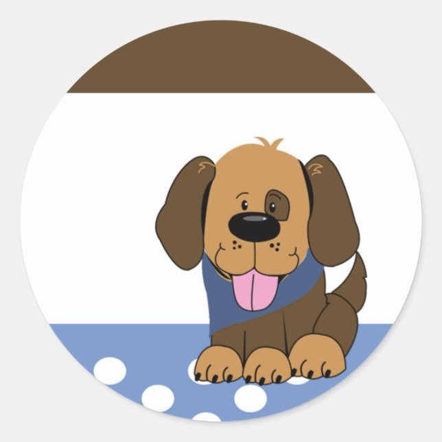 Adesivo Redondo Selos De Envelope De Cão Marrom E Bonito (Frente)