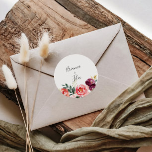 Adesivo Redondo Selos de Envelope de Casamento Colorido Tropical d