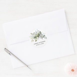 Adesivo Redondo Selos de Envelope de Casamento Elegante de Waterco