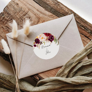 Adesivo Redondo Selos De Envelope De Casamento Floral Colorido Rus