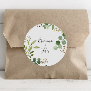 Adesivo Redondo Selos De Envelope De Casamento Floral Simples Euca