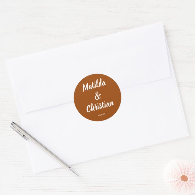 Adesivo Redondo Selos de Envelope de Casamento Laranja Queimado Mi (Envelope)
