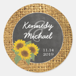 Adesivo Redondo Selos de envelope de casamento Russo Sunflower Bur