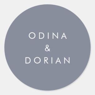 Adesivo Redondo Selos De Envelope De Cinza Azul Simples