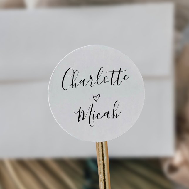 Adesivo Redondo Selos De Envelope De Coração Desenhados À Mão (Criador carregado)