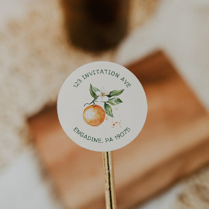Adesivo Redondo Selos de Envelope de Endereço de Devolução Citrus