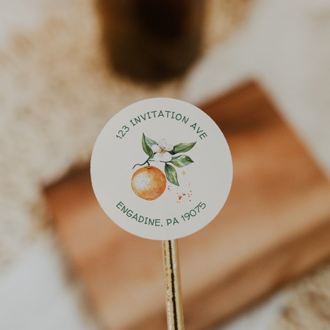 Adesivo Redondo Selos de Envelope de Endereço de Devolução Citrus  (Criador carregado)
