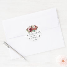 Selos de Envelope de Flores de Borgonha Vermelho C