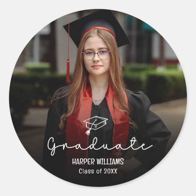 Adesivo Redondo Selos de Envelope de Formatura Artsy Doodles (Frente)