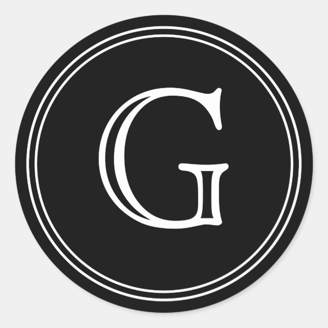 Adesivo Redondo Selos de Envelope de Monograma Preto Favorecem Eti (Frente)