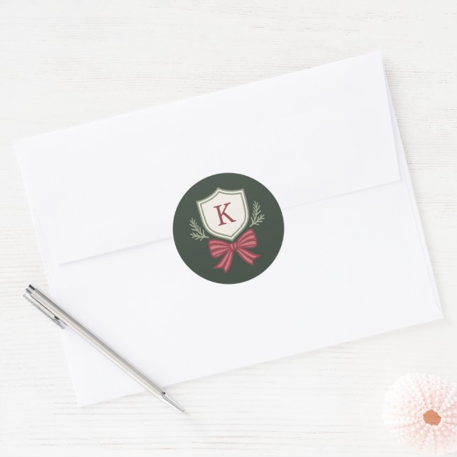 Adesivo Redondo Selos de Envelope de Natal Verde Vermelho com Cris (Envelope)
