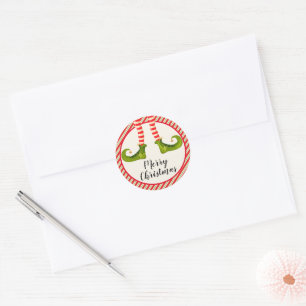 Adesivo Redondo Selos de Envelope de Pernas de Elfo de Natal Alegr