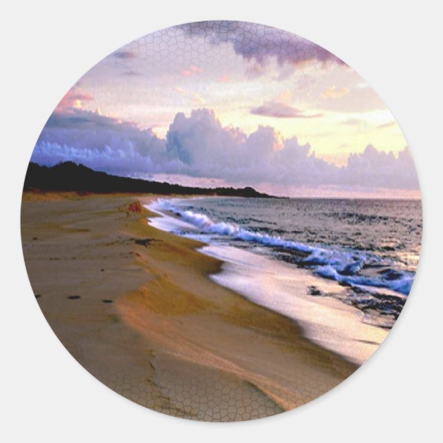 Adesivo Redondo Selos de Envelope de Praia (Frente)