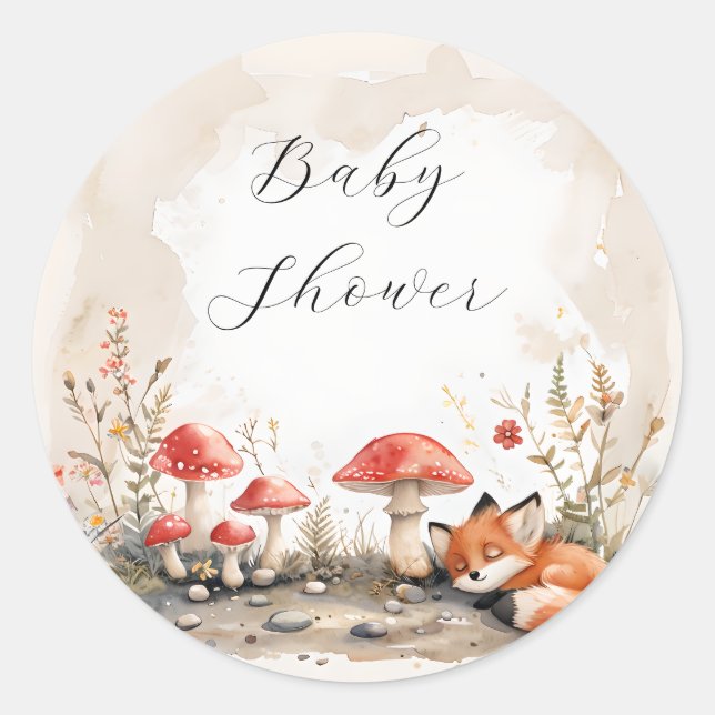 Adesivo Redondo Selos De Envelope De Raposa Dormindo (Frente)