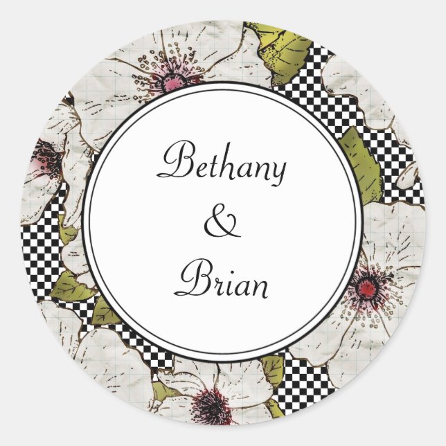 Adesivo Redondo Selos De Envelope Floral (Frente)