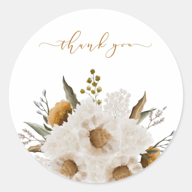 Adesivo Redondo Selos de Envelope Floral de Aquarela (Frente)