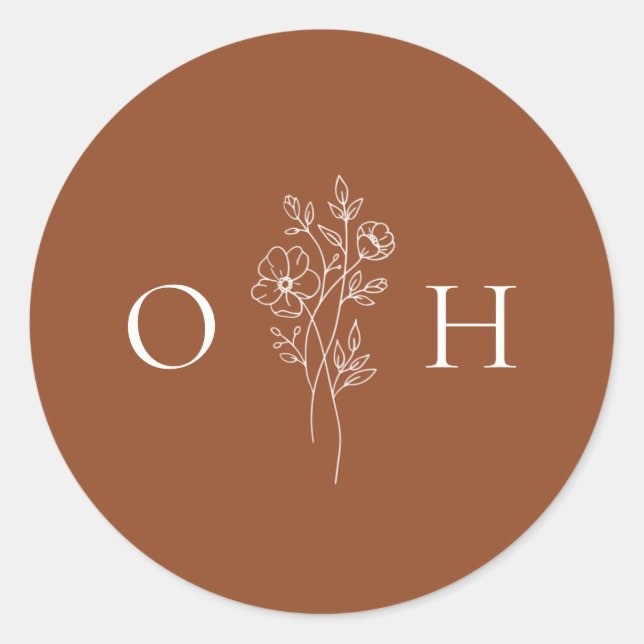 Adesivo Redondo Selos De Envelope Floral Elegante Boho (Frente)