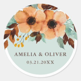 Adesivo Redondo Selos De Envelope Floral Rustic Mint Green