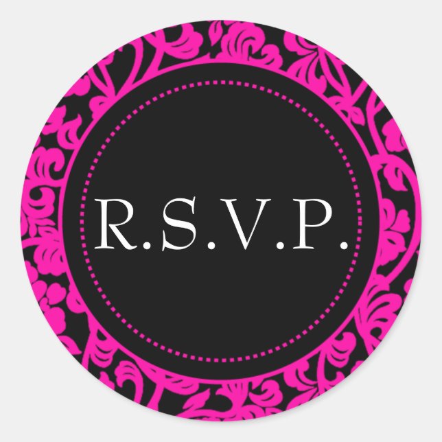 Adesivo Redondo Selos De Envelope Gótico, Rosa E Preto (Frente)