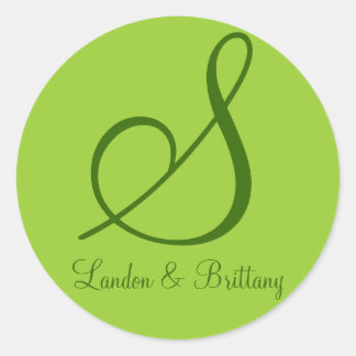 Adesivo Redondo Selos De Envelope: Monograma Sutil (Verde)