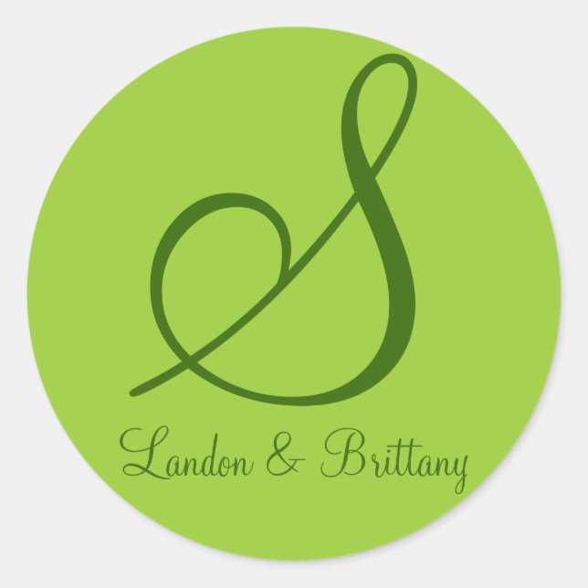 Adesivo Redondo Selos De Envelope: Monograma Sutil (Verde) (Frente)