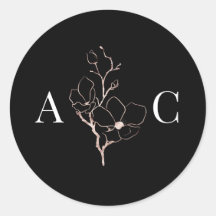 Selos de Envelope Negra Monograma Elegante