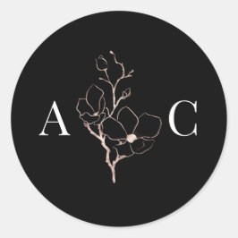 Adesivo Redondo Selos de Envelope Negra Monograma Elegante