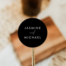 Selos de Envelope Preto de Casamento com Letra Mod
