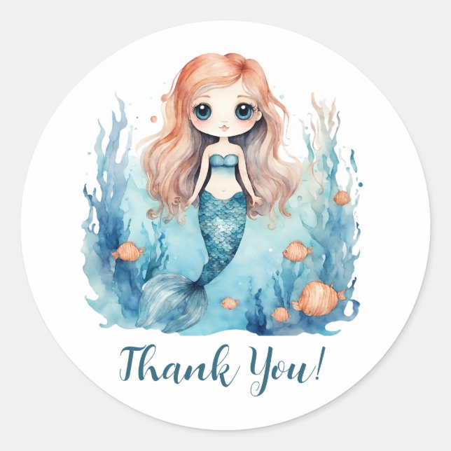 Adesivo Redondo Selos De Envelope Sereias De Sereia Muito Obrigado (Frente)