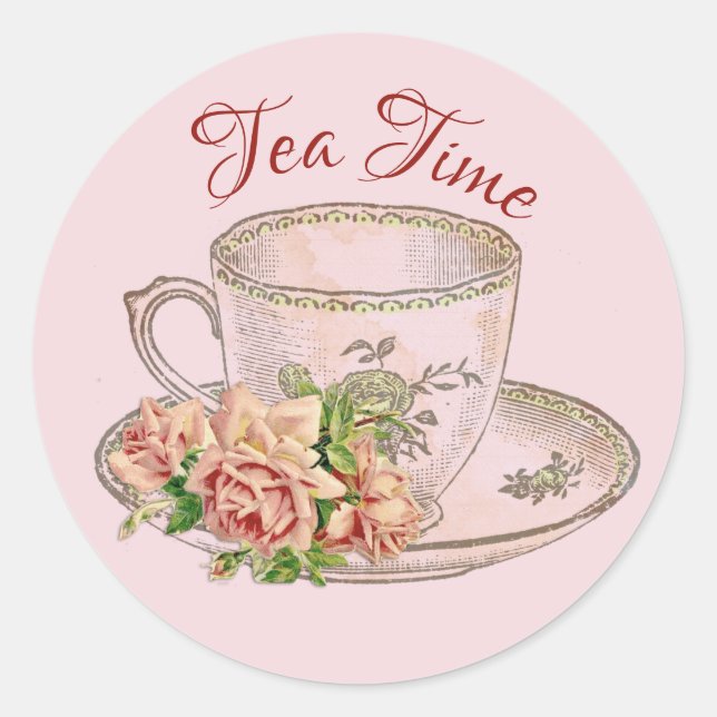 Adesivo Redondo Selos de Envelope Tea Time, Sticker (Frente)