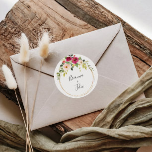 Adesivo Redondo Selos de Envelopes Geométricos de Casamento Verde