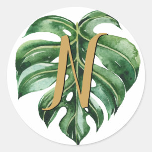 Adesivo Redondo Selos de Envelopes Iniciais Tropicais