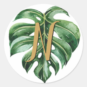 Adesivo Redondo Selos de Envelopes Iniciais Tropicais