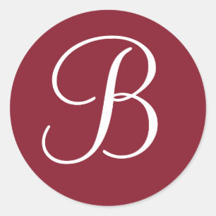Adesivo Redondo Selos de Envelopes Vermelho e Branco Monogramas