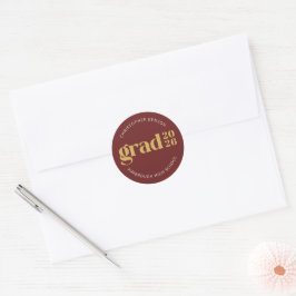 Adesivo Redondo Selos de Formatura Personalizados Vermelho Dourado