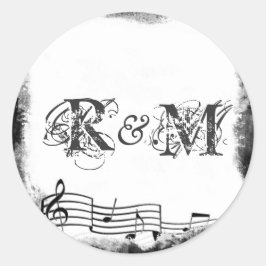 Adesivo Redondo Selos De Música De Papel Funky Torn