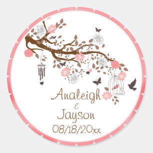 Adesivo Redondo Selos do envelope do casamento da felicidade ou