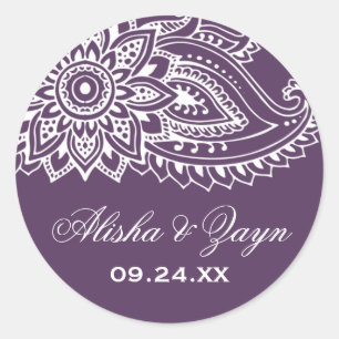 Adesivo Redondo Selos do envelope do casamento de Paisley do