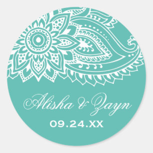 Adesivo Redondo Selos do envelope do casamento de Paisley do