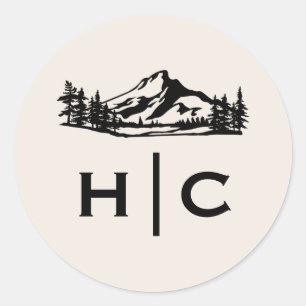 Adesivo Redondo Selos do envelope do casamento do monograma da