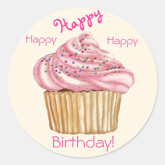 Adesivo Redondo Selos do presente do feliz aniversario (Frente)