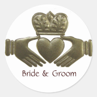 Adesivo Redondo Selos Dourados De Casamento De Claddagh Irlandês