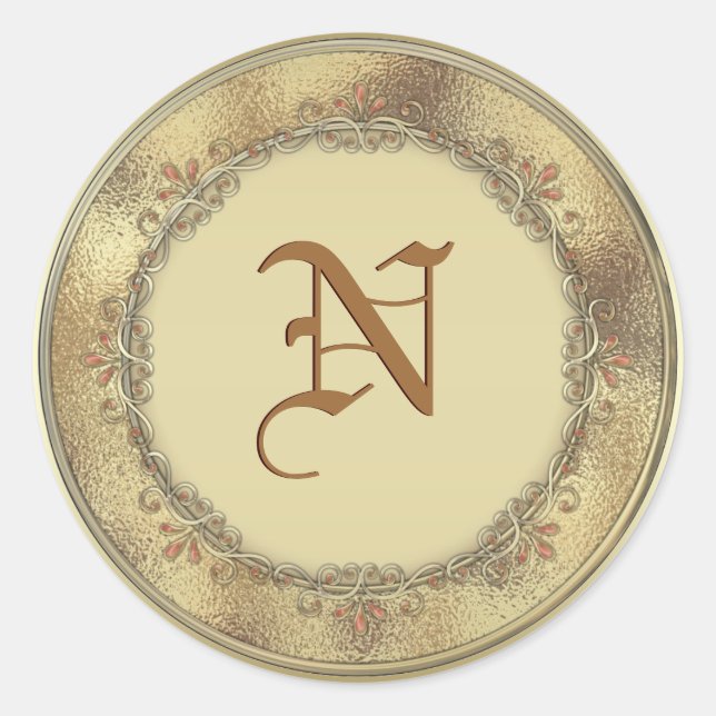 Adesivo Redondo Selos Dourados do envelope do favor do casamento (Frente)