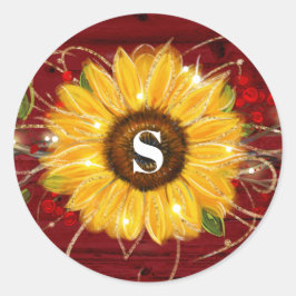 Adesivo Redondo Selos Dourados vermelhos rústicos do envelope do