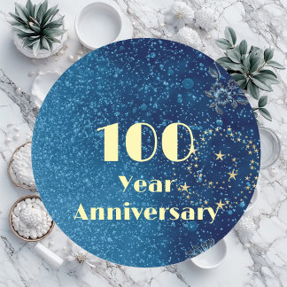 Adesivo Redondo Selos e Vínculos de Aniversário de 100 Anos Azul E